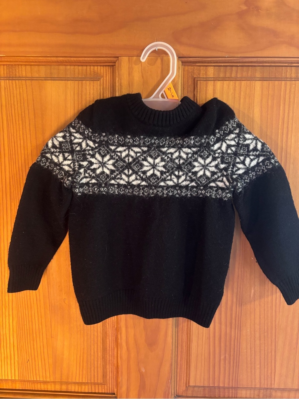 Brooks Brothers Black Crewneck Fair Isle Yoke Sweater